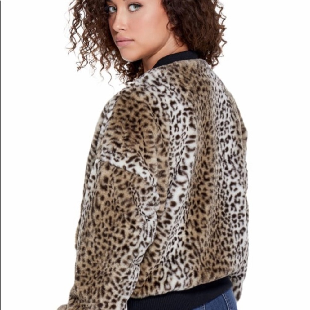 CAI FAUX-FUR BOMBER JACKET. Color: Leopard Multi - Picture 2 of 7